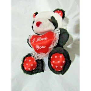 White n Black Valentine's Day Bear Holding Heart